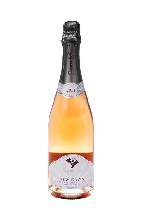 Bottle of pink sparkling wine from Johanneshof Cellars called NEW DAWN 2011